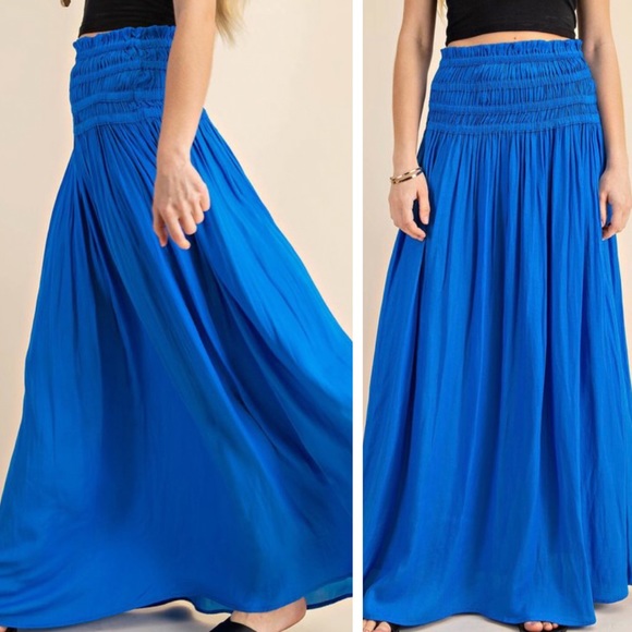 Bold bright blue boho maxi skirt - Picture 4 of 11